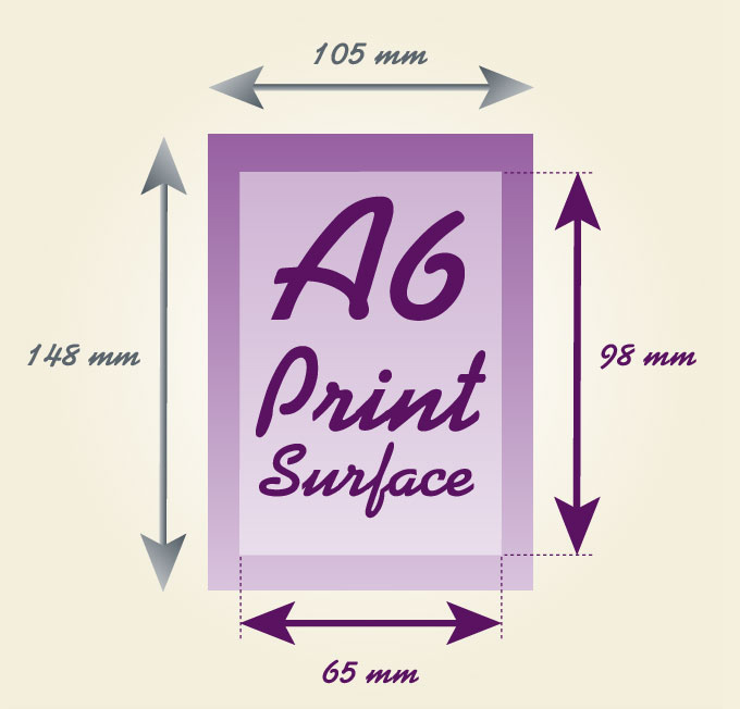 Print surface A6 : 65 x 98 mm