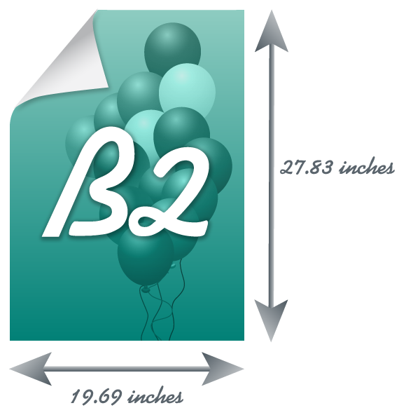 The size of B2 is 19.69 x 27.83 inches