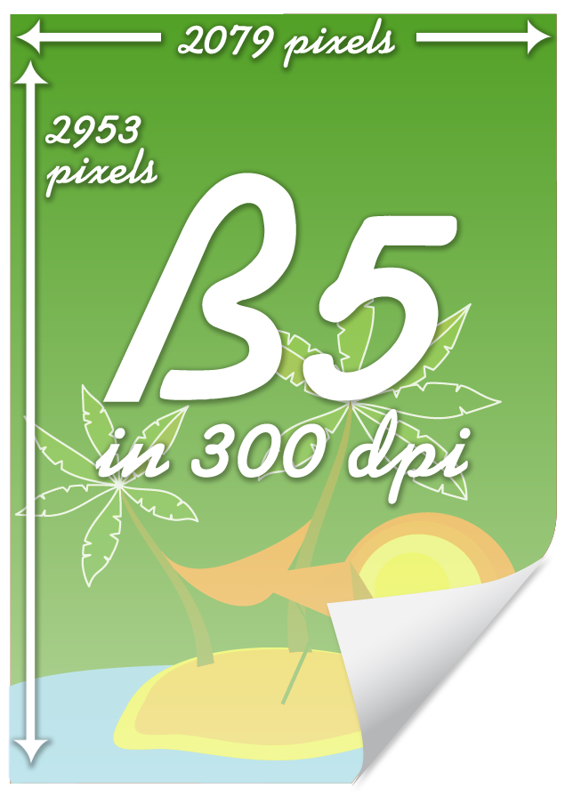 B5 size in 300 dpi : 2079 x 2953 pixels