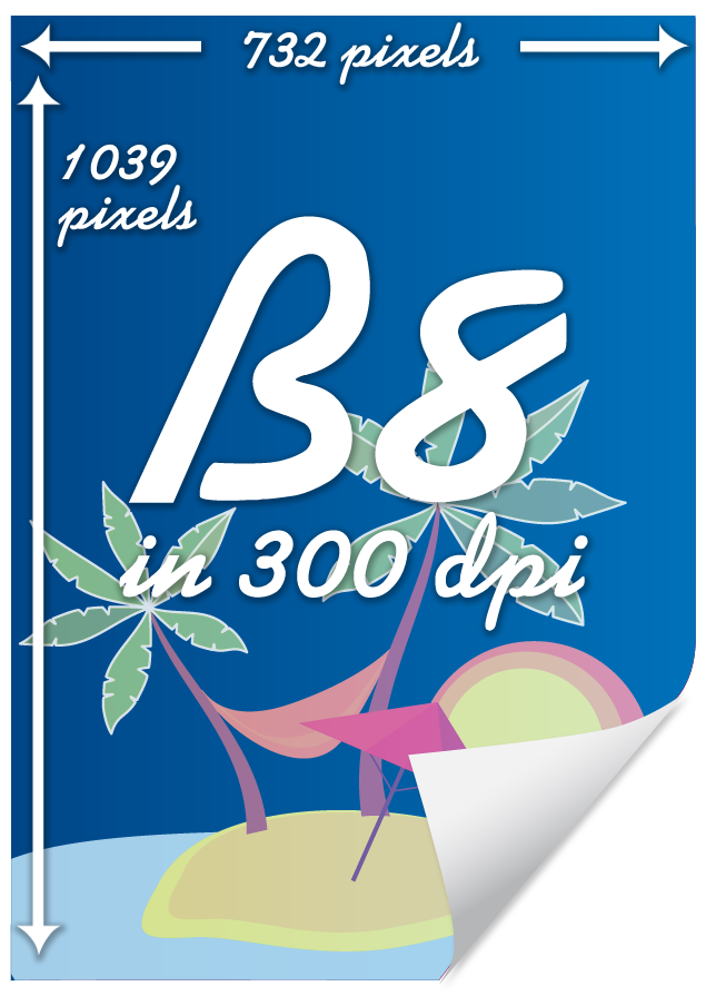 B8 size in 300 dpi : 732 x 1039 pixels