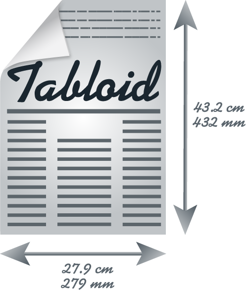 The size of Tabloid is 84.1 x 118.9 centimeters